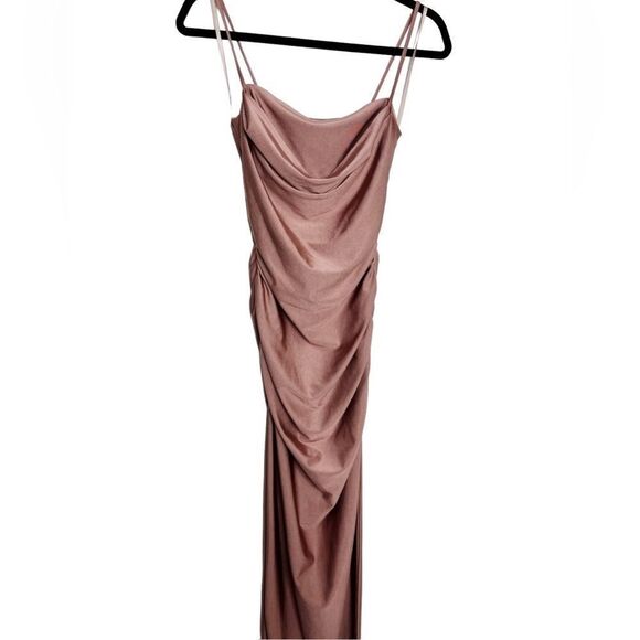 Windsor Square Neck Ruched Floor Length Prom Dress Pink Size Medium - Picture 2 of 4